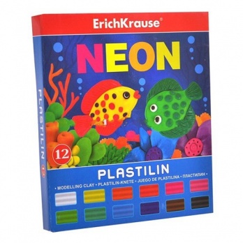 Пластилин 12 цв. NEON 216г. со стеком ЕК 37279