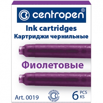 Картридж д/перьевых ручек фиолетовый, 6шт/уп. "Centropen"   0019/06
