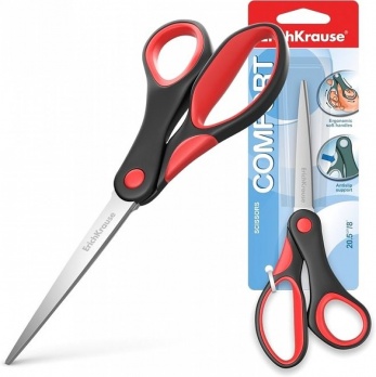 Ножницы 20,5см "Comfort" прорез. ручки, ассорти  ЕК 48159