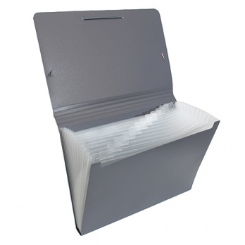 Папка на резинках 12 отд. серая "Megapolis"  ЕК 14434