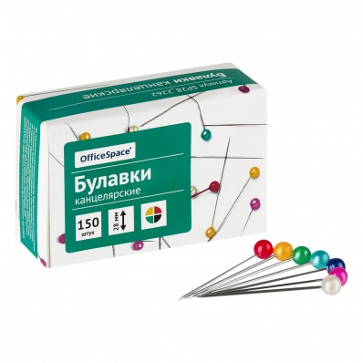 Булавки офисные OfficeSpace, 28мм, 150шт., картонная коробка  SP28_2262