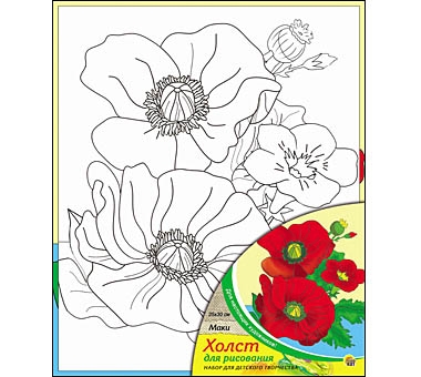 Живопись с красками "Маки" 25*30  Х-9828