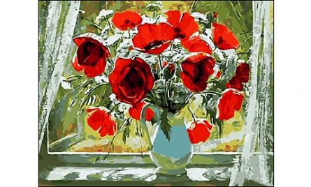 Картина стразами "Букет маков" 30*40см  ST-377