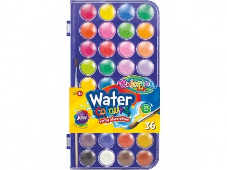 Акварель 36 цв. + кисточка в пластиковой упаковке (малые блоки)