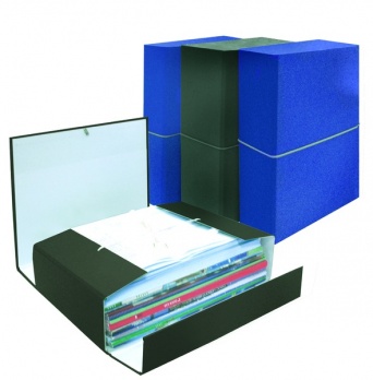 Папка архив.80мм А4 синяя PVC, на резинке    26032