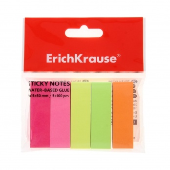 Этикетки-закладки самоклеящ. (5*15*50мм) 500л. бумажные неон  37175.