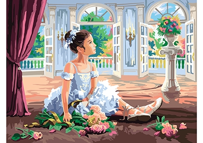 Живопись с красками "Девочка-балерина" 30*40см  Х-0403