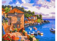 Картина стразами "Город у воды и лодки" 30х40 см ST-771
