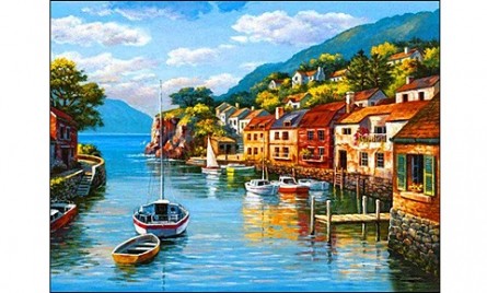 Картина стразами "Городской причал" 30х40 см ST-371