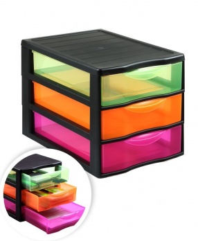 Блок выдвижных лотков, 3отд. черный корпус, NEON лотки ВЛ45