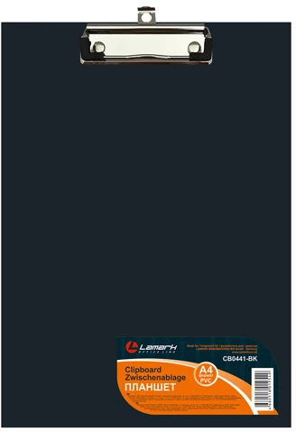 Планшет с прижимом черный ПВХ  "Lamark", с крышкой  CB0627-BК