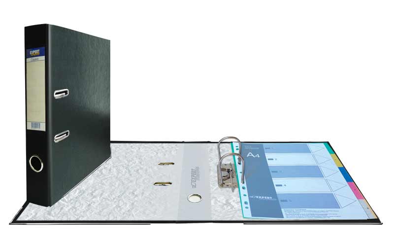 Регистратор А4 50мм черный собр. Expert, метал. окант.,карман  PVC 254700