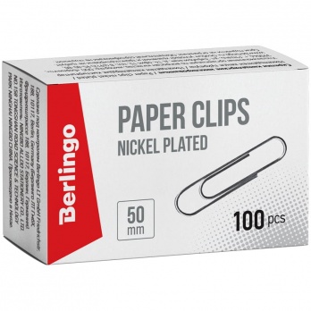 Скрепки 50мм никелир. 100шт/уп. ВК2513
