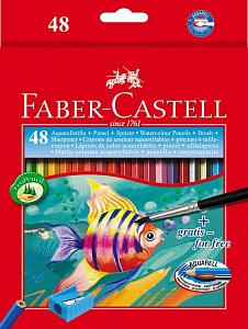 Акварельные карандаши Faber-Castell, 48цв+кисть, картон