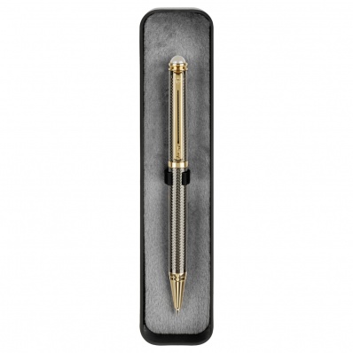 Ручка шар. Luxor "Элла" синяя, 1,0мм, корпус черный/золото, поворотная, футляр