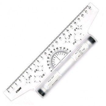 Рейсшина 22см прозр. с метал. роликом ЛР15