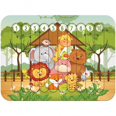 Деревянный пазл - палочки ТРИ СОВЫ "Зоопарк", 10 деталей   ПЗ00128