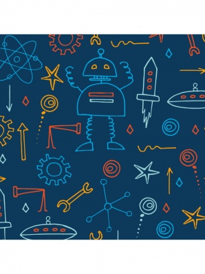 Бумага упаковочная 70*100см "Космолет" УБ-4445