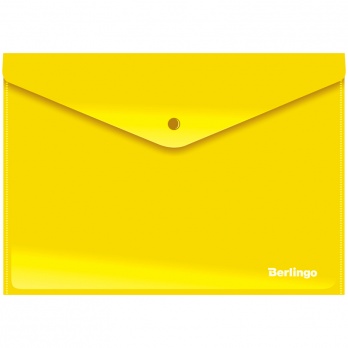 Папка-конверт с кнопкой А4 180мкм непрозрачная, желтая АКк_04405