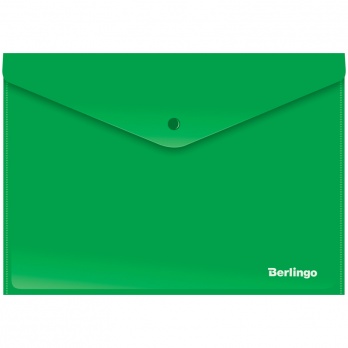 Папка-конверт с кнопкой А4 180мкм непрозрачная, зеленая АКк_04404