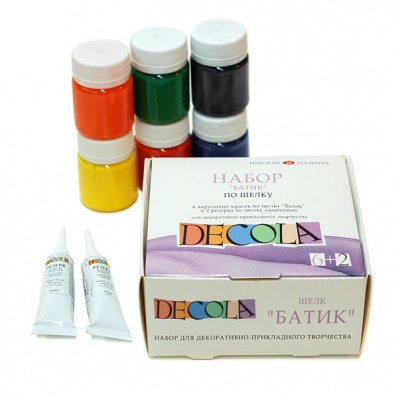 Набор акрила по шелку "Decola" Батик 6 цв +2 контура