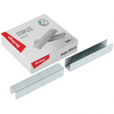 Скобы д/степлера №23/15 оцинков. (1000шт/уп.) "Berlingo"  DSk23150