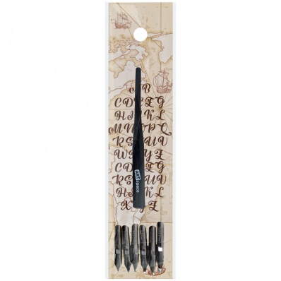 Перья каллиграфические ArtSpase, круглые, 6шт, с держателем