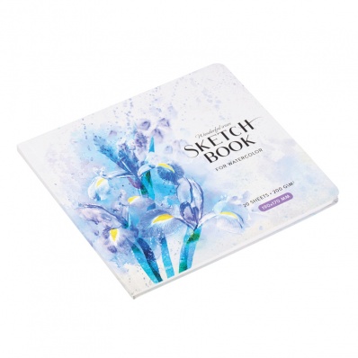 Скетчбук для акварели 190*170мм "Ирисы", 200г/м2, 20л