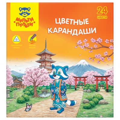 Карандаши 24цв. "Енот в Японии" Мульти-Пульти, 3-х гр.  CP_67799