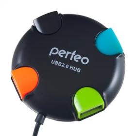 Концентратор USB PERFEO HUB 4 Port, (PF-VI-H020 Black) чёрный