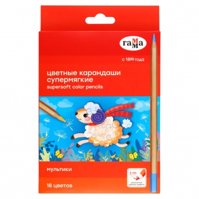 Карандаши 18цв. Гамма "Мультики", супермягкие 80220217
