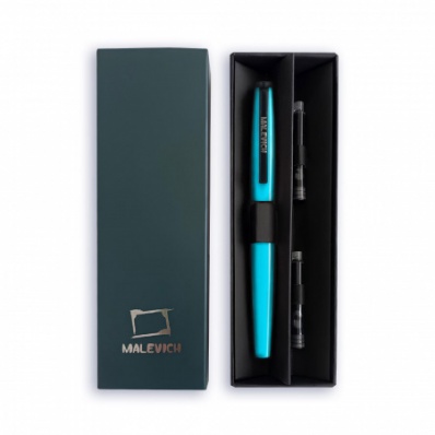 Ручка перьевая с конвертером 0,4 мм, 2 картриджа (индиго, черный) бирюзовая