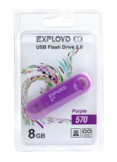 Флэш накопитель 8Gb Exployd USB 570 (цвета ассорти!)