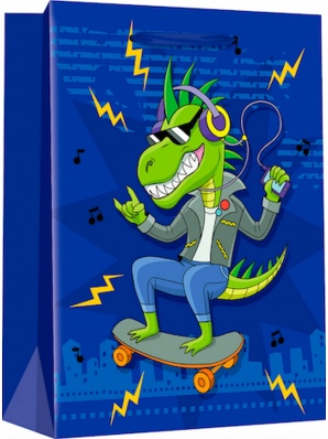 Пакет бум./ламин. 26,4*32,7*13,6см "Диско динозаврик" ППК-3401