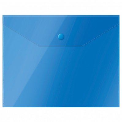 Папка-конверт с кнопкой А5, синяя, СТАММ, прозрачная, 150мкм,  ММ-31906
