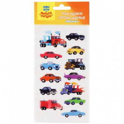 Наклейки гелевые Мульти-Пульти "Машины", 10*22см, 13 наклеек