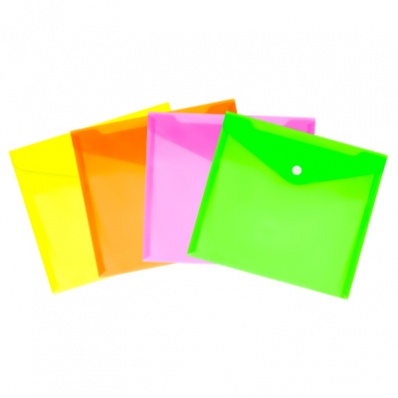 Папка-конверт с кнопкой А5+, неон, СТАММ, прозрачная, 150мкм,  ММ-31894