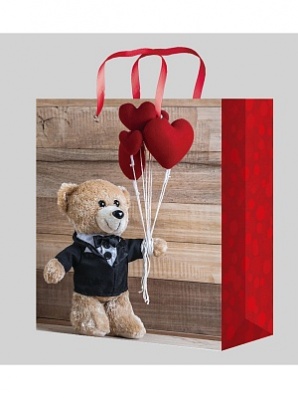 Пакет бум./ламин. 14*20см "Мишка с сердечками" ПКП-9035