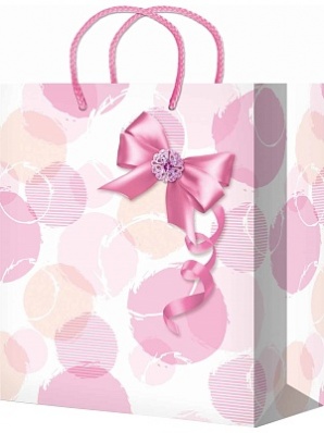 Пакет бум./ламин. 22*31 "Нежно розовый бант"  ППК-4414
