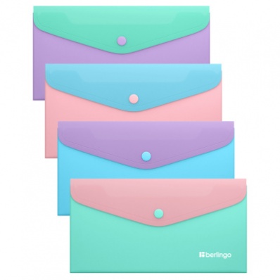 Папка-конверт с кнопкой С6 "Легкий туман" Berlingo, с цветным клапаном, ассорти EFb_С6925