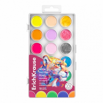 Акварель 18цв. Сафари Неон+Пастель+Перламутр  с УФ защитой ЕК 61380