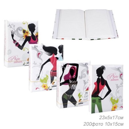 Фотоальбом 200 фото 10х15 / 210-2 /уп 48/микс (С браслетами/1)