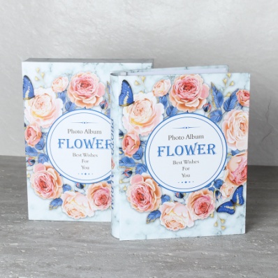 Фотоальбом 200 фото 10х15 Цветы / 9341 /уп 36/ (Голубой)
