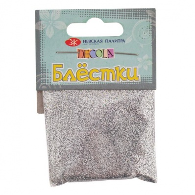 Блестки декоративные Декола, серебро,  0,3 мм, 20гр