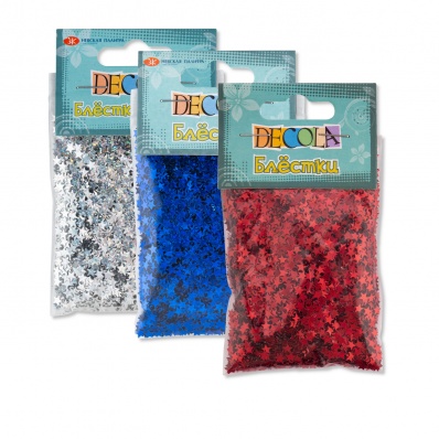 Блестки декоративные звезды Декола, синий радужный, 4мм, 20г