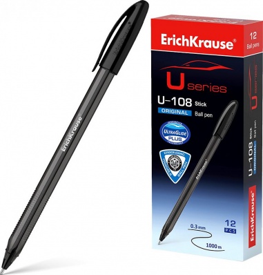 Ручка шар. черная 1мм "Ultra Glide Technology U-108"  ЕК 47596
