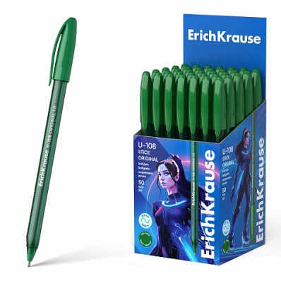 Ручка шар. зеленая 1мм "Ultra Glide Technology U-108"  ЕК 63102