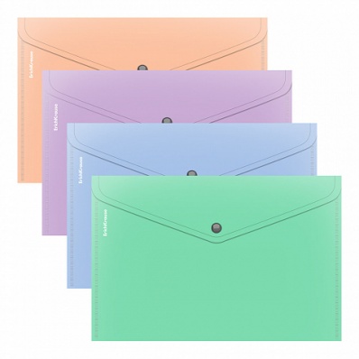 Папка-конверт с кнопкой  A4 Цветущая нежность, непрозр, ассорти   EK  61142