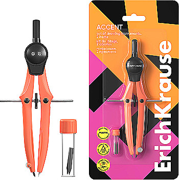 Готовальня Акцент, со сменным грифелем, оранжевая   EK  63584