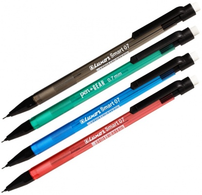 Карандаш автом. 0,7мм, Luxor "Тонкий" с ластиком, ассорти  15100/12 Box